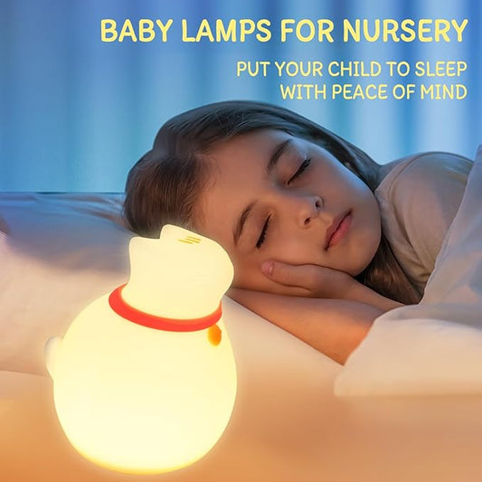 MAGOHMT Cat Night Light for Nursery, Silicone Rechargeable Night Light with Timer & 3 Modes, Touch Control Kids Bedroom Light (Cute Cat Design)