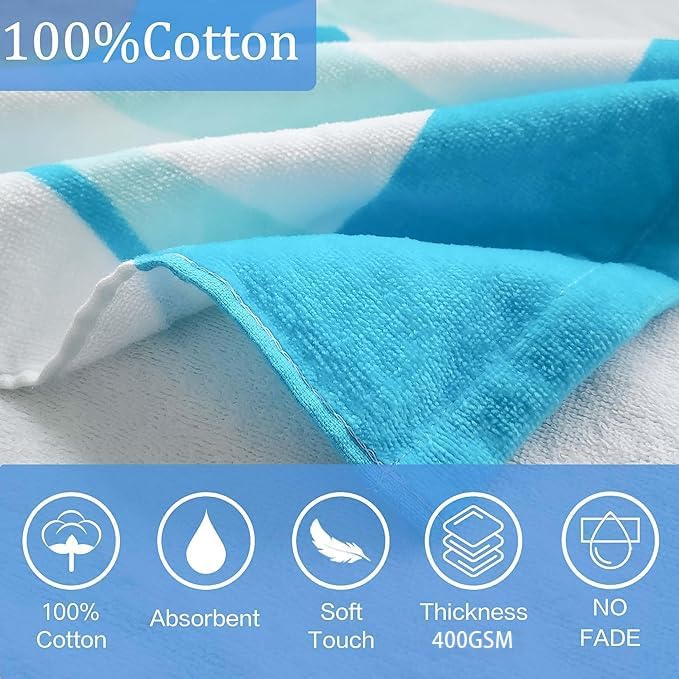 VOOVA & MOVAS Toddler Towels for Kids 3-8Years, 30''X50, Soft | Thick | 100% Cotton | Absorbent Towel Wrap, Perfect for Kids Beach, Pool, Bath, Swimming, Stripe Dog