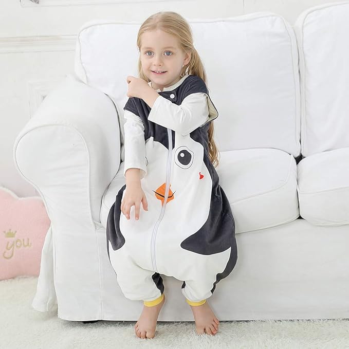 MICHLEY Toddler Sleeping Sack with Feet Newborn Infant Sleeveless Sleeping Bag 2-way Zipper Baby Wearable Blanket for Walkers,Penguin,1-3T