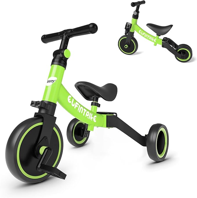 besrey 5 in 1 Toddler Bike for 1 Year to 4 Years Old Kids, Toddler Tricycle Kids Trikes Tricycle, Toys for Boy & Girl, Balance Training, Removable Pedals