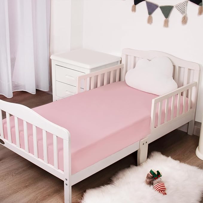Stretchy Crib Sheets for Boys or Girls, 4 Pack Fitted for Standard Crib and Toddler Mattress 52" x 28", Soft and Breathable Neutral, Grey & Pink