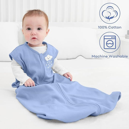 Yoofoss Baby Sleep Sack 6-12 Months Baby Wearable Blanket 100% Organic Cotton 2-Way Zipper TOG 0.5 Toddler Sleeping Sack 3 Pack, Lightweight Sleep Sacks for Babies