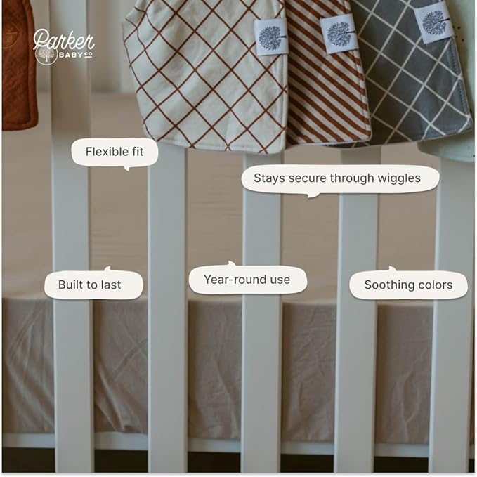 Parker Baby Soft & Durable Fitted Baby Crib Sheets | Snug Fit for Standard Crib Mattresses | Machine Washable, Fade-Resistant & Modern Nursery Designs
