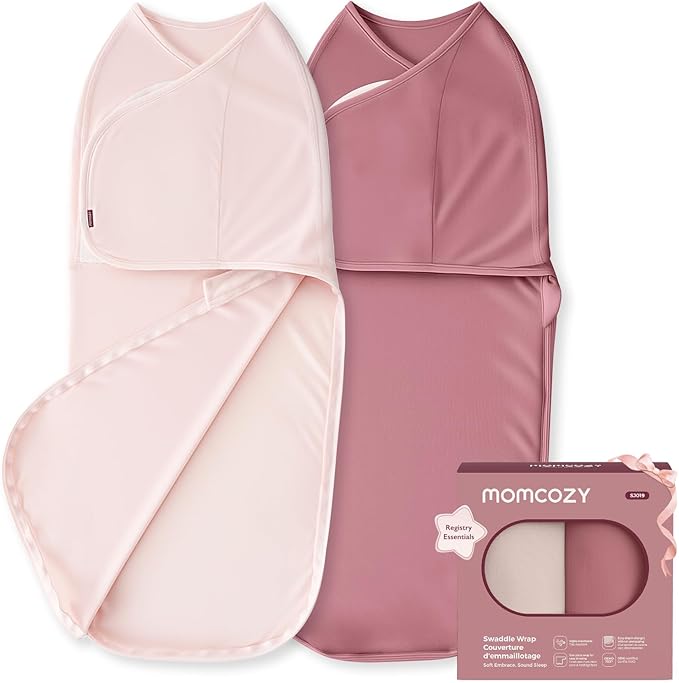 Momcozy Swaddles for Newborns, Quiet Fastner Suitable for Infant 0-3 Months, New-Parent-Friendly Swaddle Sack, Reduce Startle Reflex, Newborn Boys Girls Registry Essentials, 2-Pack, Bloom