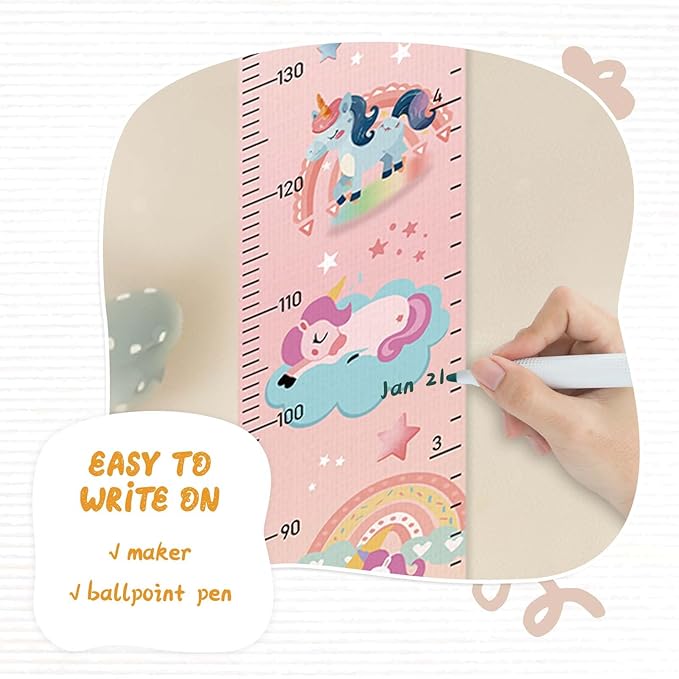 Woodemon Personalize Name Growth Chart for Kids, Unicorn Kids Growth & Measuring Chart, Growth Chart for Wall, Height Measure Wall Chart Bedroom Nursery Wall Decoration,Playroom Essentials