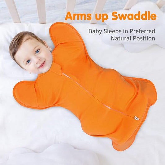 Transition Swaddle 6-9 Months Sleep Sack Arms up Swaddles 2-Way Zipper 100% Cotton Arms in/out, 0.8 Tog Sleep Sack Baby Swaddles for Boy Girl, 2-Pack Baby Transitional Swaddle Sack (Large 20-27lbs)