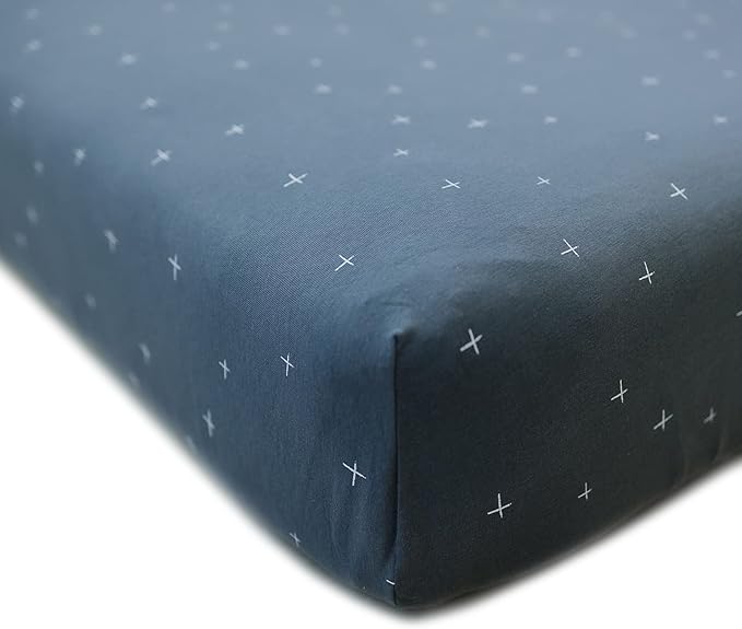 Ecolino Fitted Crib Sheet, 100% Organic Cotton Baby Crib Sheets for Boys and Girls. Fits Standard Crib and Toddler Mattresses, Soft and Breathable in Slate Twinkle
