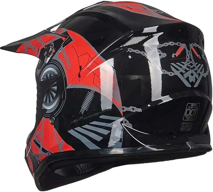 ILM Adult Dirt Bike Helmets Motocross ATV Dirtbike BMX MX Offroad Full Face Motorcycle Helmet, DOT Approved Model 128S (Red Black, Adult-XXLarge)