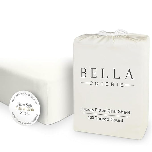 Bella Coterie Luxury Bamboo Viscose Crib Sheet | Organically Grown | Ultra Soft | Cooling for Better Sleep | Deep Pocket Fitted Sheet for Crib & Toddler Mattress | 100% Organically Grown [Ivory]