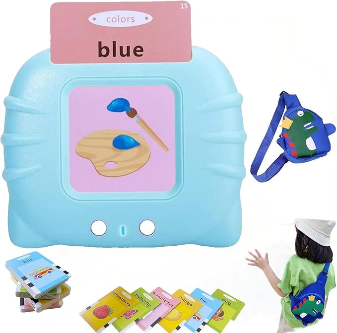 Talking Flash Cards,Kids Toddler Flash Cards with 224 Sight Words,Montessori Toys,Autism Sensory Toys,Speech Therapy,Learning Educational Gifts for Age 1+ Years Old Boys and Girls with A Dinsour Bag.