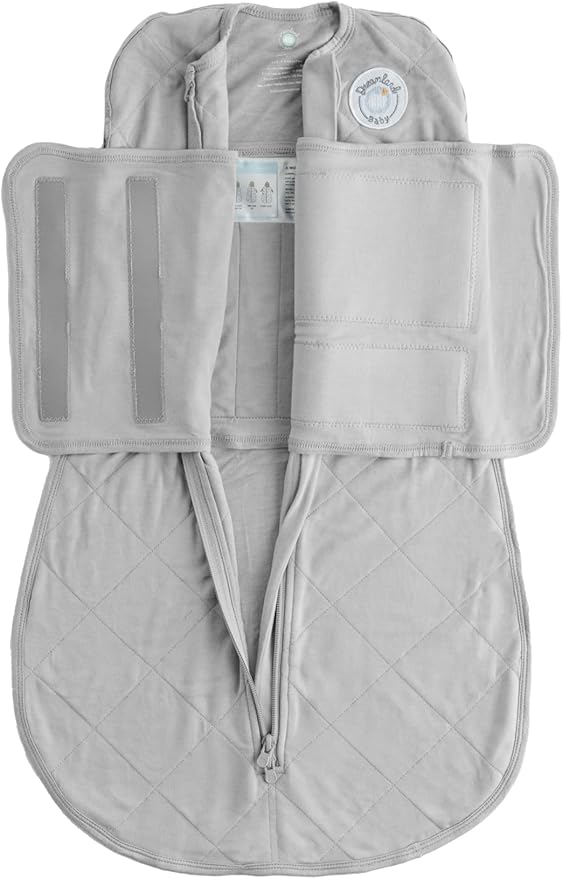 Dreamland Baby Viscose Swaddle Blanket (0-6 Months). 1.0 TOG Ultra Soft Swaddle Blanket w/Built in Band. 97% Viscose, 3% Spandex (Grey). Mom-Owned US Business, Premium Materials
