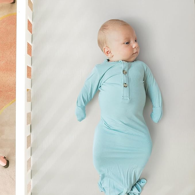 GRSSDER Soft Muslin Crib Sheet 2 Pack, 100% Cotton Crib Sheets for Boys and Girls, Fit Standard Crib Mattresses 52" x 28" Safe and Snug, Light Gray/Light Blue