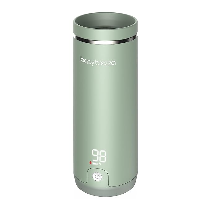 Baby Brezza Portable Warmer – 3X Faster Baby Bottle Warming - Travel Breastmilk and Formula Warmer - Safe, Even Heating - Up to 9oz - No Adapters, Green