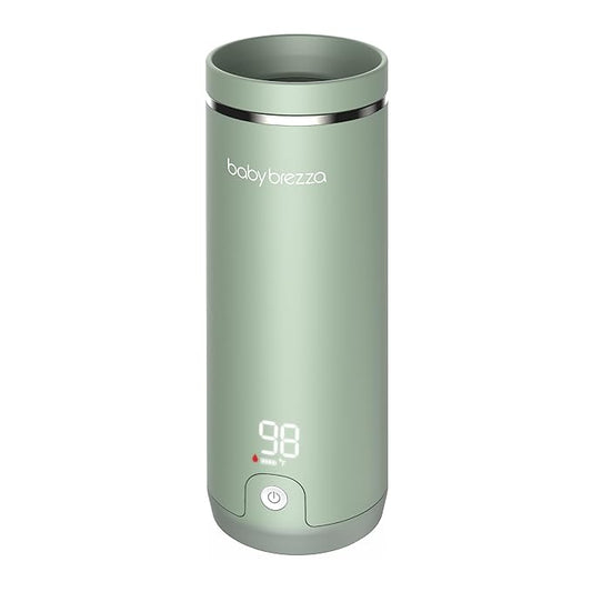 Baby Brezza Portable Warmer – 3X Faster Baby Bottle Warming - Travel Breastmilk and Formula Warmer - Safe, Even Heating - Up to 9oz - No Adapters, Green