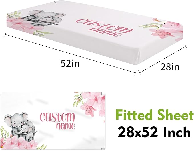 Personalized Crib Bedding Set, Newborns Set with Name, 2 Pcs Animal Theme Baby Crib Set for Girls Boys, Double Layer Blanket and Crib Sheet, Comfort and Soft
