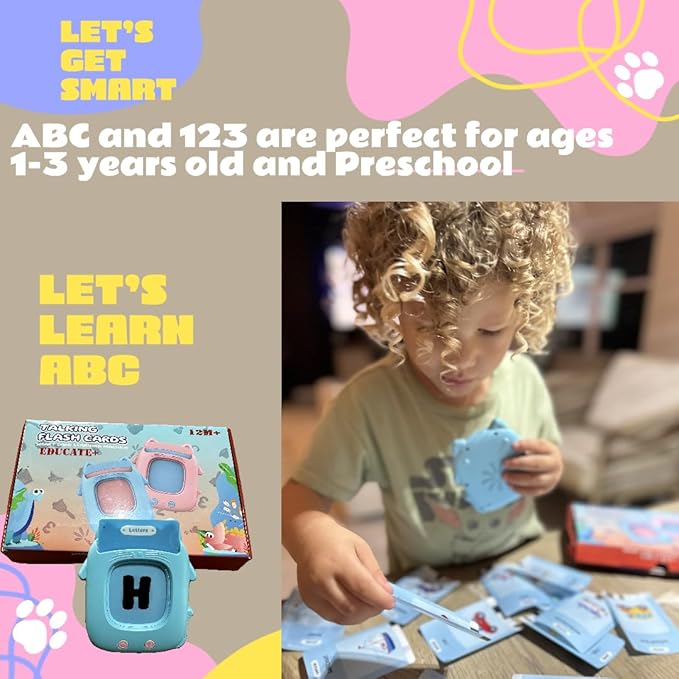 Durable Talking Flash Cards for Toddlers 1-3, Pocket Speech with 274 undestructible FlashCards & a Carrying Ring, Montessori Toys for 1 Year Old, Education Toys for Boys & Girls, Gifts for Grandkids