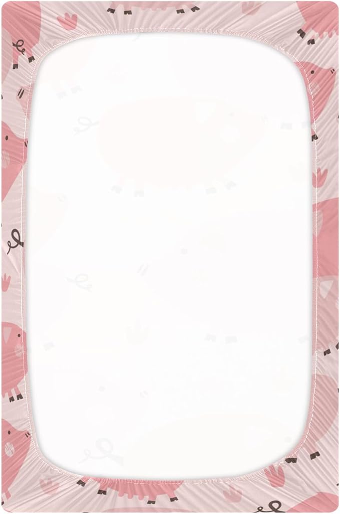 Cute Pig Pinks Crib Sheets Soft Breathable Fitted Baby Crib Sheets Mattress Cover for Girls Boys, 52" x 28" x 9"
