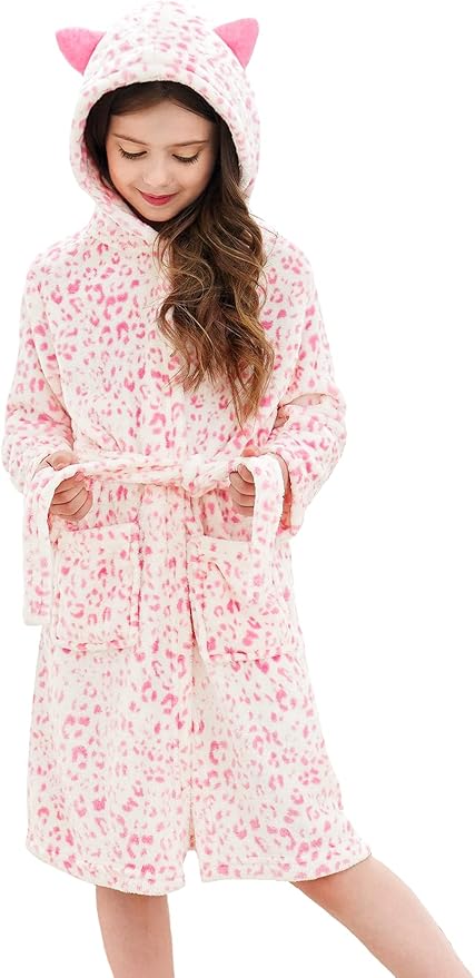 Doctor Unicorn Soft Hooded Rainbow Bathrobe Sleepwear for Girls