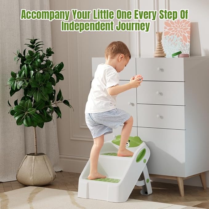 Step Stool for Toddlers, Toddler Step Stool for Bathroom Sink, Foldable Non-Slip Kids Stool with Handle, 2 Step Stools for Kids, Toddler Stool for Kitchen Bedroom Counter Sink