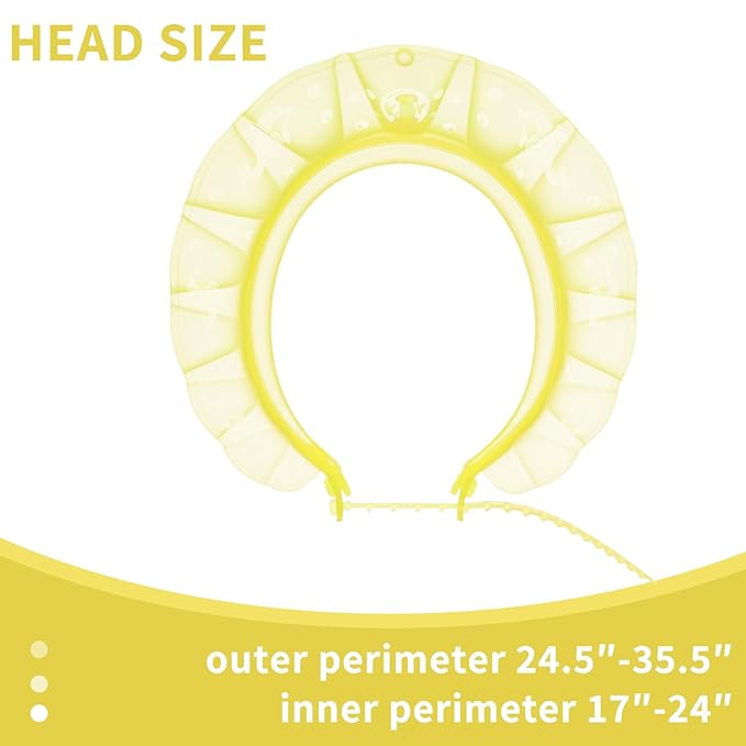 kair Baby Kids Shower Cap Soft Adjustable Silicone Toddler Bath Visor Children Hair Washing Hat Keep Kids Shield Water Out of Eyes & Ears (Yellow, Head Size 17"-24" More Than 24 Months)