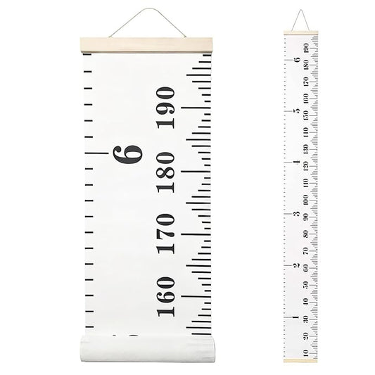 Baby Height Growth Chart, Kids Growth Chart for Wall, 77"x7.9" Premium Canvas Removable Height Chart for Kids Baby Child Toddler Boys Girls Height Measurement for Wall (Black & White)