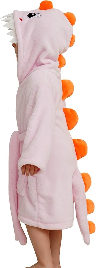 Boys Girls Bathrobe Kids Toddler Cartoon Dinosaur With Tail Hooded Sleep Robe