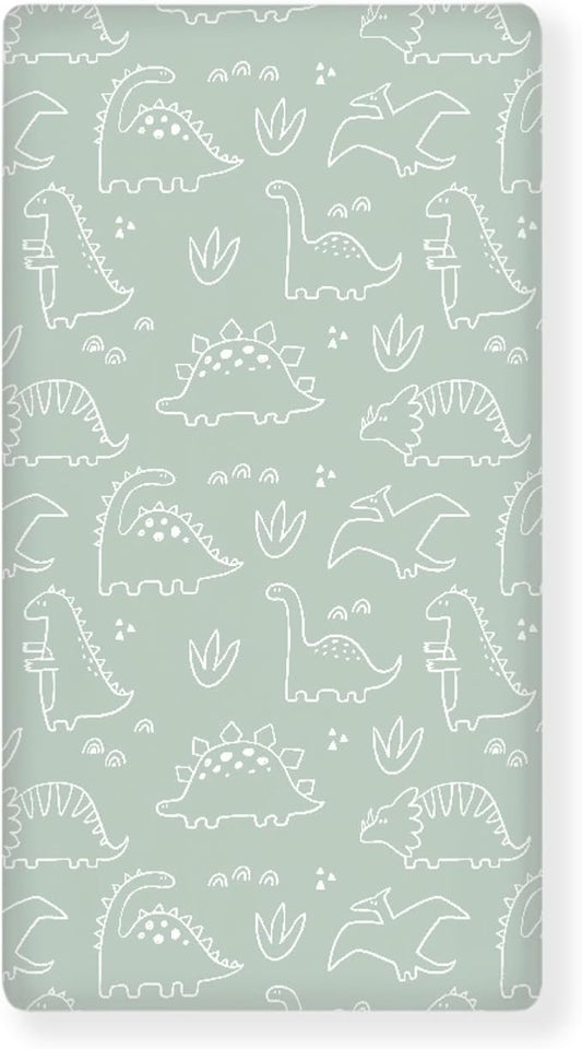 Cute Dinosaur Print Fitted Crib Sheet Dinosaur Baby Crib Sheet Fit Standard Crib and Toddler Mattress,Crib Mattress Sheets for Boys Girls 28"x52"