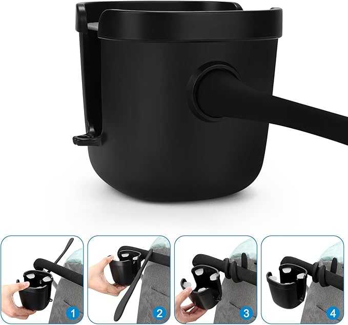 Accmor Stroller Cup Holder, Universal Cup Holder for Uppababy Nuna Doona Strollers, Bottle Drinks Holder for Wheelchair, Walker, Bike, Scooter