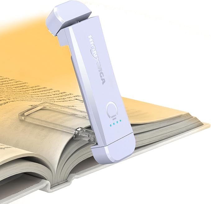 Book Reading Light,Silent Touch Books Lamp for Reading in Bed,Rechargeable Clip on Booklight with 3 Amber Colors & 7 LEDs Precise Dimming for Eye Caring Night Reading,Book Lovers,Kids,light lilac