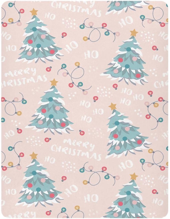 CEBUGI Stretchy Crib Sheet for Baby Boy Girl,Merry Christmas Portable Mini Fitted Pack N Play Playard Sheet for Neutral,Ultra Soft Material,Full Standard Toddler Mattresses,S