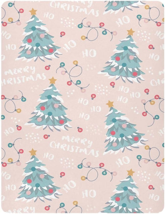 CEBUGI Stretchy Crib Sheet for Baby Boy Girl,Merry Christmas Portable Mini Fitted Pack N Play Playard Sheet for Neutral,Ultra Soft Material,Full Standard Toddler Mattresses,M