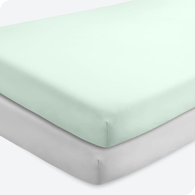 Bare Home 2-Pack Fitted Crib Sheets - Premium 1800 Ultra-Soft Microfiber - Breathable - Baby Sheet - for Boys & Girls - Fits Standard Crib and Toddler Mattresses (Spring Mint/Cloud Grey)