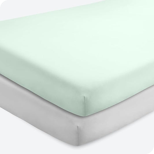 Bare Home 2-Pack Fitted Crib Sheets - Premium 1800 Ultra-Soft Microfiber - Breathable - Baby Sheet - for Boys & Girls - Fits Standard Crib and Toddler Mattresses (Spring Mint/Cloud Grey)