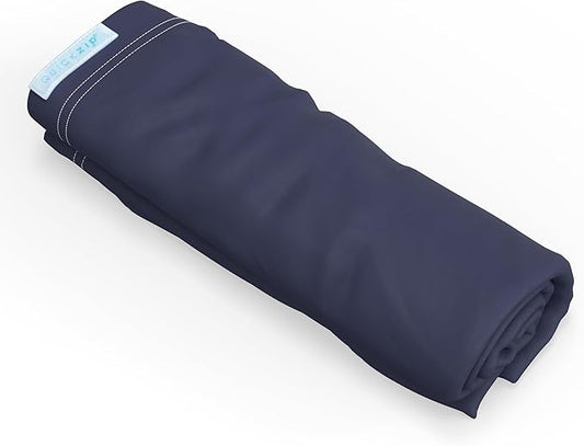 QuickZip Crib Extra Zip-On Sheet (SecureFit Wraparound Base Not Included) - Faster, Safer, Easier Baby Crib Sheets - Deep Navy 100% Cotton - Fits All Standard Crib Mattresses