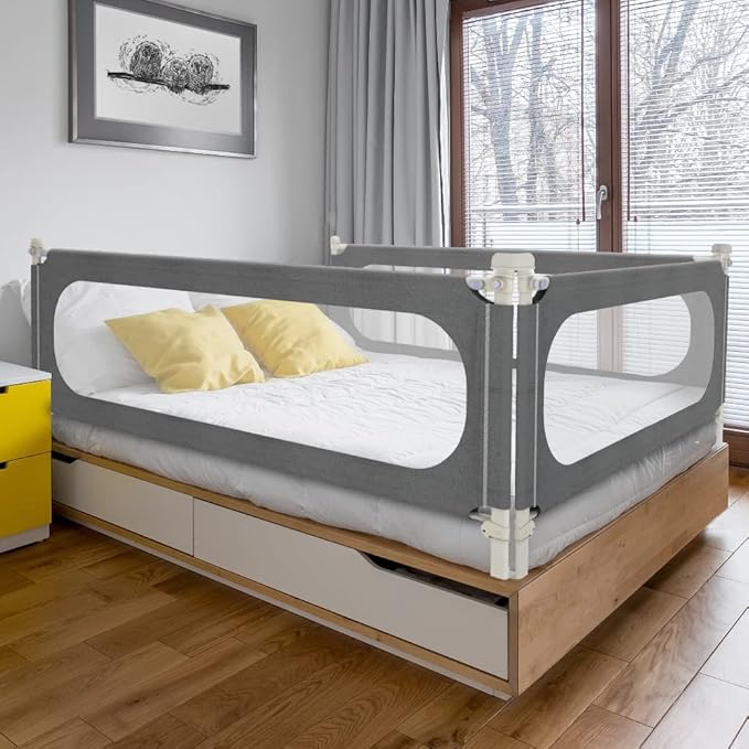 MagicFox Bed Rails for Toddlers, Extra Tall 32 Levels of Height Adjustment Specially Designed for Twin, Full, Queen, King Size - Safety Bed Guard Rails for Kids (Grey, 1 Side:78.74"(L) ×27"(H))