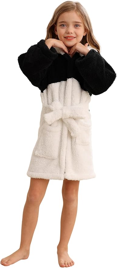 DELEY Girl's Robe Baby Boys Hoodie Robes Toddler Bathrobes for Kids Pajamas Sleepwear