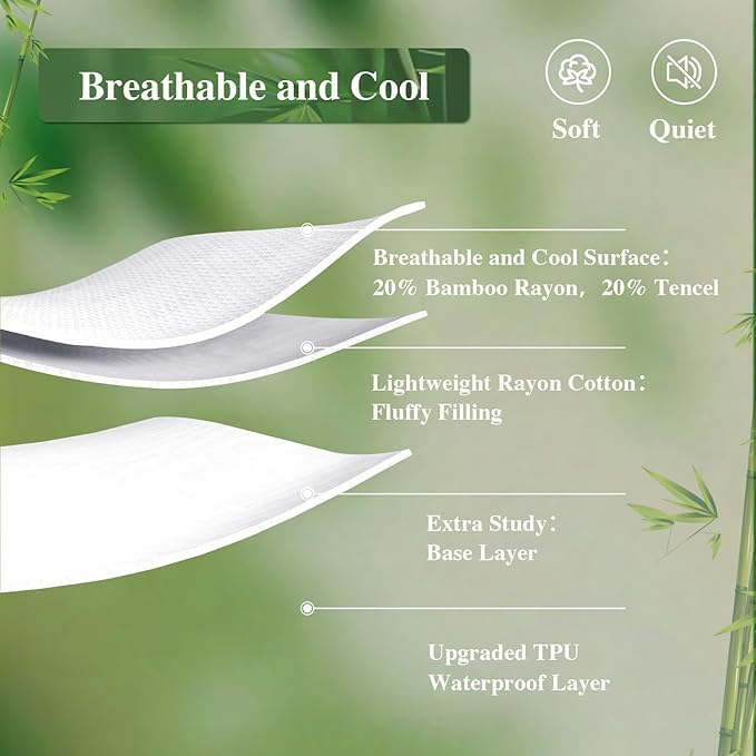 Twin XL Mattress Protector 2 Pack, Waterproof Mattress Pad Washable Rayon Mattress Cover Breathable Noiseless Bed Protector 3D Patterns 5" - 21'' Elastic Fitted Deep Pocket(White)