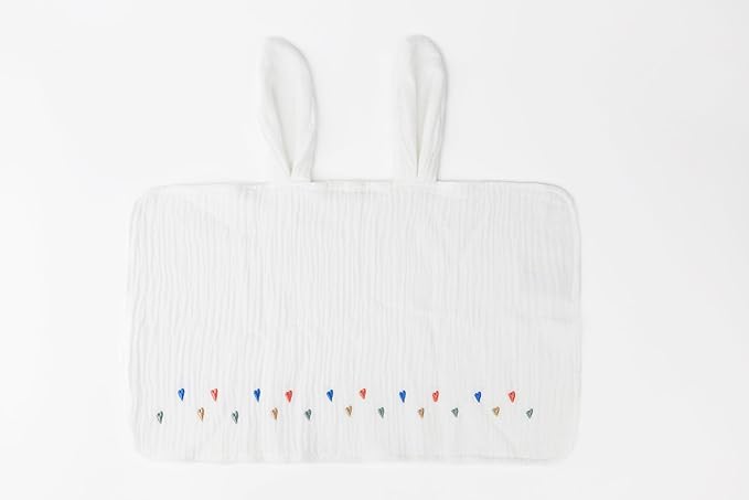 Soft Muslin Hand Towel Set of 4 with Embroidery,Lovely Burp Cloth Towel,Absorption Absorbent Cotton Fabric,Newborn Essentials,Neutral Baby Stuff,Kids Towel Set,White Towels,4 Piece