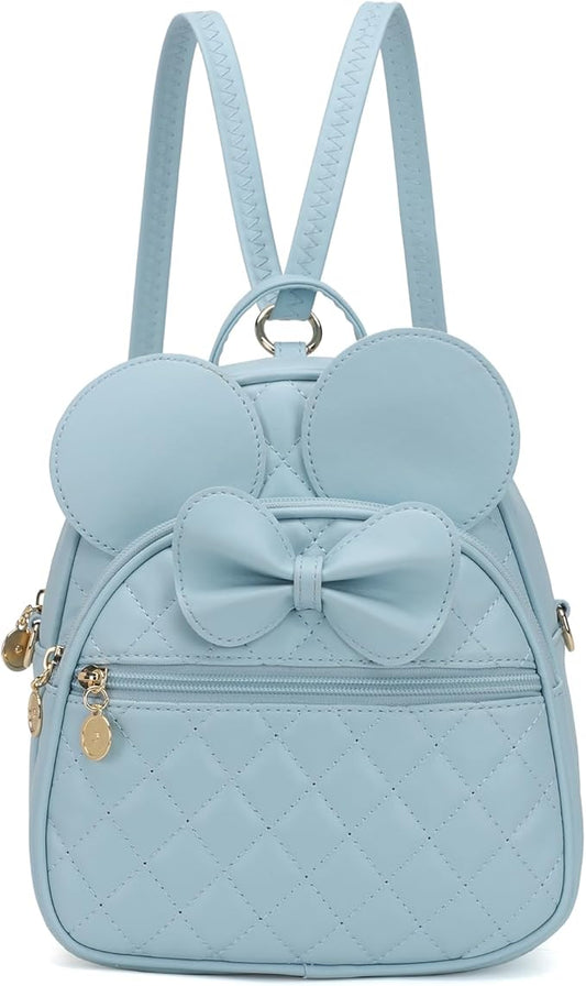 KL928 Girls Mini Backpack Bowknot Polka Dot Cute Small Daypacks Convertible Shoulder Bag Purse for Women