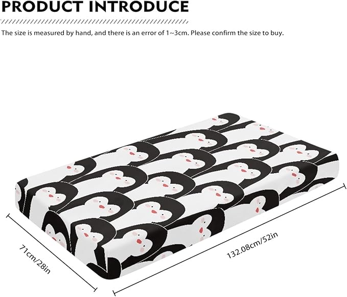 Cute Penguins Fitted Crib Sheet Penguin Cartoon Baby Crib Sheet Fit Standard Crib and Toddler Mattress,Crib Mattress Sheets for Boys Girls 28"x52"