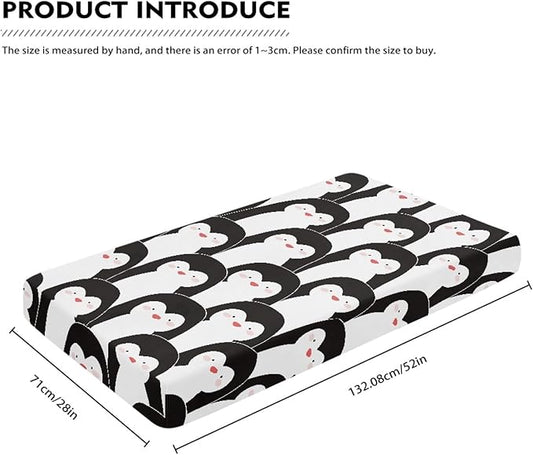 Cute Penguins Fitted Crib Sheet Penguin Cartoon Baby Crib Sheet Fit Standard Crib and Toddler Mattress,Crib Mattress Sheets for Boys Girls 28"x52"