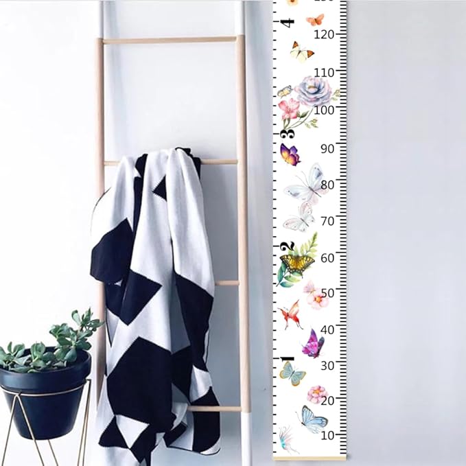 Baby Growth Chart for Wall - Height Chart for Kids Nursery Decor Wall Hanging Measurement Ruler Toddler Room Decor Play Room Essentials Birthday Christmas Gifts for Boys Girls 79"X7.9" (Butterfly)
