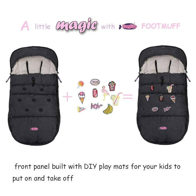 Waterproof Melange Stroller Footmuff with DIY Fun Play Mats,Universal Winter Tour Anti-Freeze Coral Fleece Stroller Bunting Bag