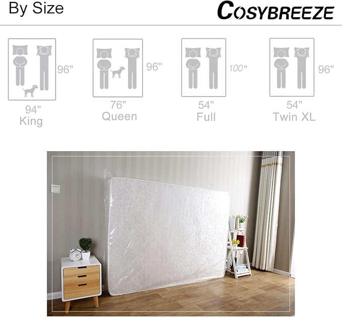 Queen Mattress Bags for Moving 2 Pack Bed Mattress Storage Bags 4 Mil Mattress Cover for Moving - Super Thick Heavy Duty Waterproof Plastic Mattress Storage and Disposal - 54 x 96 Inch