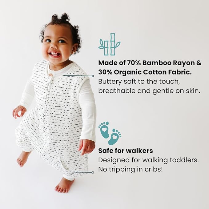 Tealbee Dreamsuit Toddler Sleep Sack with Feet – Walker Sleep Bag with Legs, Rayon made from Bamboo, Winter 1.5 TOG, 2-Way Zipper, 12m-2T - Brushed Black