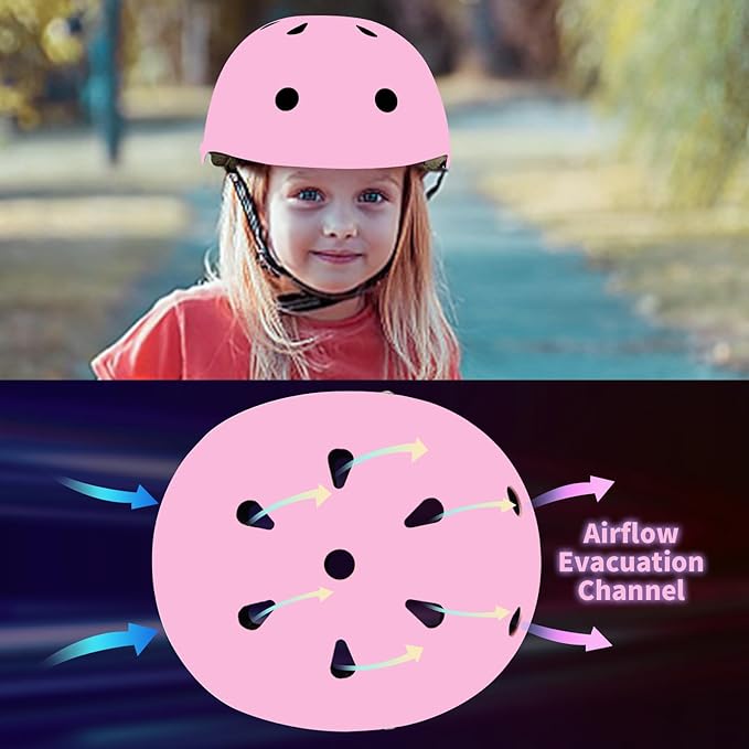 Adjustable Color Gradient Toddler Kids Bike Helmet for 3-5-8-14+Ages Girls Boys.Skateboard Bicycle Toddler Helmet 2-4 Years for Multi-Sports Cycling Scooter Inline Roller Skates Rollerblading