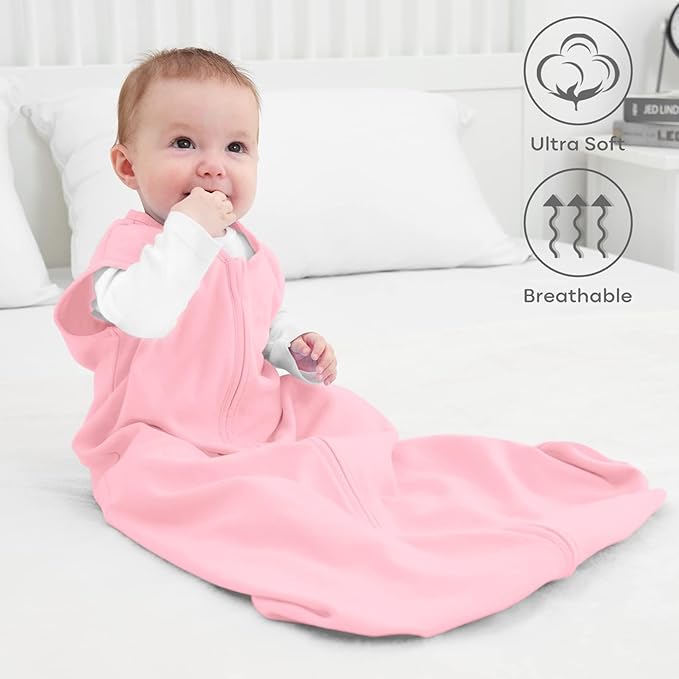Yoofoss Baby Sleep Sack 6-12 Months 0.5 Tog Wearable Blanket for Baby, 3 Pack 100% Organic Cotton Infant Toddler Sleeping Sack 2-Way Zipper Lightweight Sleep Sack