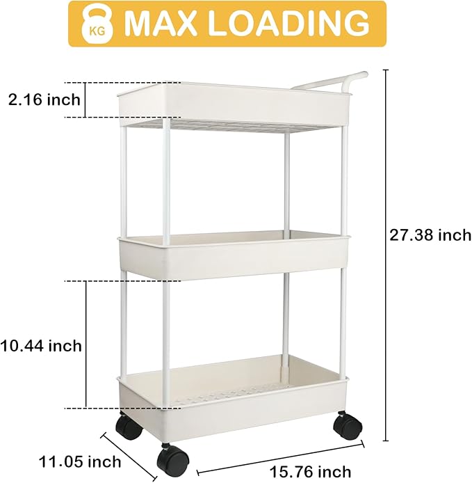 Volnamal Baby Diaper Caddy, Plastic Movable Cart for Newborn Nursery Essentials Diaper Storage Caddy Organizer for Changing Table & Crib, Easy to Assemble, Beige