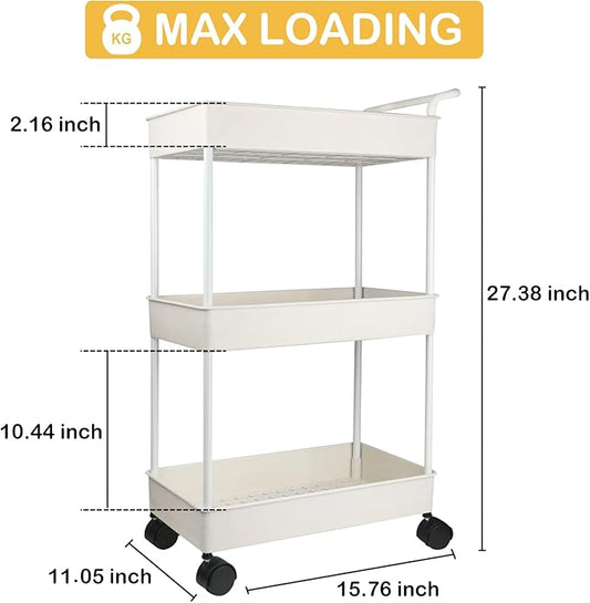 Volnamal Baby Diaper Caddy, Plastic Movable Cart for Newborn Nursery Essentials Diaper Storage Caddy Organizer for Changing Table & Crib, Easy to Assemble, Beige