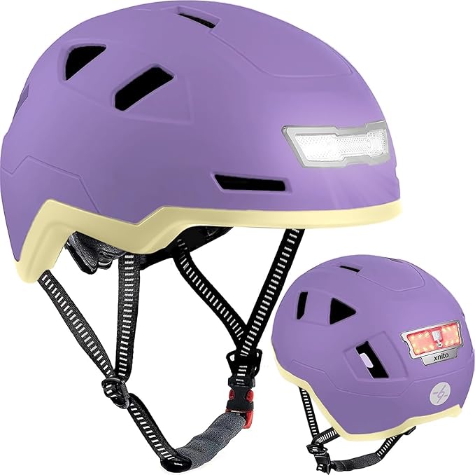 XNITO Kid Bike Helmets for Boys and Girls | Fit Head 51-54cm Circumference | CPSC & NTA-8776 Dual Certified | Multi-Sport Helmets with LED Lights, Magnetic Buckle, Detachable Visor